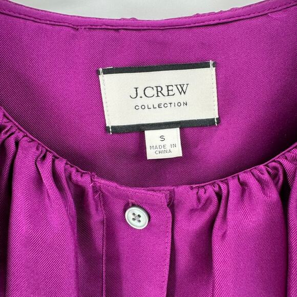 J. Crew Collection Twill Ruffle Collar Silk Button Front Blouse Top Sz S Purple - Picture 4 of 6